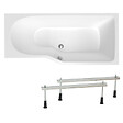 LAGUNA - 160x80 cm Laguna Beata Plus baignoire bain/douche asymétrique avec pieds, acrylique, droite, blanc (BE1600PPLUS-SET) - vignette