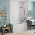 JIKA (GROUPE ROCA) - Jika (Groupe Roca) 120x70 cm Ensemble baignoire Riga universelle + Pare baignoire pivotant chrome + pieds (3402-SETP) - vignette