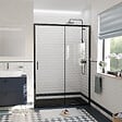 CERAMIA - Ceramia PURA Porte de douche 140x195cm coulissante anticalcaire avec profilés Noir mat (CERAHP140B) - vignette