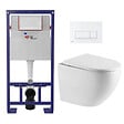 SWISS AQUA TECHNOLOGIES - Pack WC Bâti-support Autoportant + WC sans bride SAT + Abattant SoftClose + Plaque Blanche (SMART-FusionTQ-4) - vignette