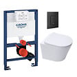 GROHE - Grohe Pack WC Bâti-support Rapid SL + WC Swiss Aqua Technologies Infinitio sans bride + Plaque Noir mat (RapidSL082-Infinitio-KF0) - vignette