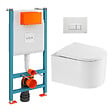 VITRA - Pack WC Bâti-support V-Fix + WC sans bride SAT + Abattant SoftClose + Plaque, Blanc Brillant (V-FixDelanoTQ-1) - vignette
