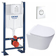 SWISS AQUA TECHNOLOGIES - Pack WC Bâti-support autoportant + WC sans bride SAT Infinitio + Abattant softclose + Plaque blanc alpin - vignette