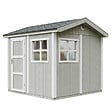 TIMBELA - Abri de Jardin Qualité Premium 5,9 m² - H252x250x294 cm - Construction de Panneaux LP Smartside - Timbela M913-TUNDRA GREY - vignette