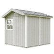TIMBELA - Abri de Jardin Qualité Premium 5,9 m² - H252x250x294 cm - Construction de Panneaux LP Smartside - Timbela M913-TUNDRA GREY - vignette