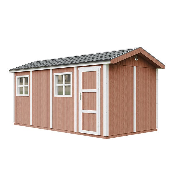 TIMBELA - Abri de Jardin Qualité Premium 11,47 m² - H252x250x530 cm - Construction de Panneaux LP Smartside - Timbela M915C-REDWOOD RED - large