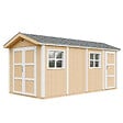 TIMBELA - Abri de Jardin Qualité Premium 11,47 m² - H252x250x530 cm - Construction de Panneaux LP Smartside - Timbela M915C-HARVEST HONEY - vignette