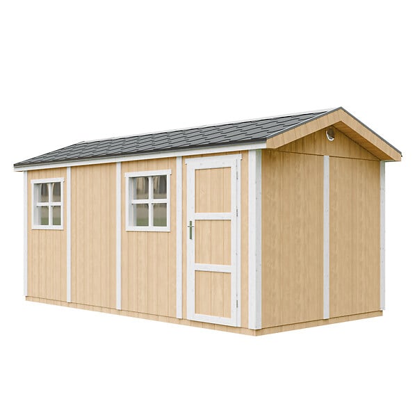 TIMBELA - Abri de Jardin Qualité Premium 11,47 m² - H252x250x530 cm - Construction de Panneaux LP Smartside - Timbela M915C-HARVEST HONEY - large