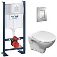 GROHE - Pack WC Bâti Autoportant Rapid SL + WC suspendu Jika Neo avec abattant + Plaque chrome (ProjectS-LinePro-1-SP) - vignette