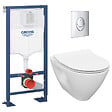 GROHE - Pack WC Bâti-support autoportant Solido + Cuvette sans bride Cersanit + Abattant SoftClose + Plaque chrome (AUTOPORTANTMILLE.2) - vignette
