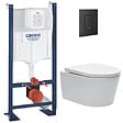 GROHE - Pack WC Bâti autoportant Rapid SL + WC SAT sans bride et fixations invisibles + Plaque Noir mat (ProjectSATrimless-KF0) - vignette