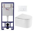 SWISS AQUA TECHNOLOGIES - Pack WC Bâti-support Autoportant + WC sans bride SAT Delano + Abattant SoftClose + Plaque Blanche (SMART-Delano-4) - vignette