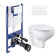 VILLEROY & BOCH - Pack WC bâti-support Villeroy & Boch + Cuvette Grohe Bau sans bride + Abattant + Plaque blanche (ViConnectBauClassic-2) - vignette