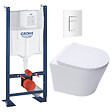 SWISS AQUA TECHNOLOGIES - Pack WC Bâti autoportant + WC sans bride SAT + Abattant frein de chute + Plaque Blanc Alpin - vignette