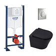 SWISS AQUA TECHNOLOGIES - Pack WC Bâti-autoportant Rapid SL + WC Infinitio sans bride noir mat + Abattant softclose + Plaque chrome - vignette