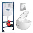 SWISS AQUA TECHNOLOGIES - Pack WC Bâti-support Rapid SL + WC sans bride avec fonction bidet thermostatique + Plaque chrome - vignette