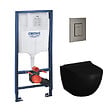 GROHE - Grohe Pack Bati-support Grohe Rapid SL + plaque hard graphite brossé + WC suspendu SENTO +abattant noir mat (GROHE-sentonoir2) - vignette