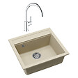 SWISS AQUA TECHNOLOGIES - Swiss Aqua Technologies 56,5x51cm évier avec égouttoir réversible en granite à encastrer + mitigeur monocommande, jasmin (SATSINKGQQ100J-SET) - vignette