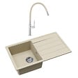 SWISS AQUA TECHNOLOGIES - Swiss Aqua Technologies 76x44 cm évier avec égouttoir réversible en granite à encastrer + mitigeur aérateur Neoperl®, jasmin (SATSINKGE3J-SET1) - vignette