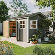 TIMBELA - Abri de Jardin Qualité Premium 8,68 m² - H252x250x412 cm - Construction de Panneaux LP Smartside - Timbela M914A-TUNDRA GREY - vignette