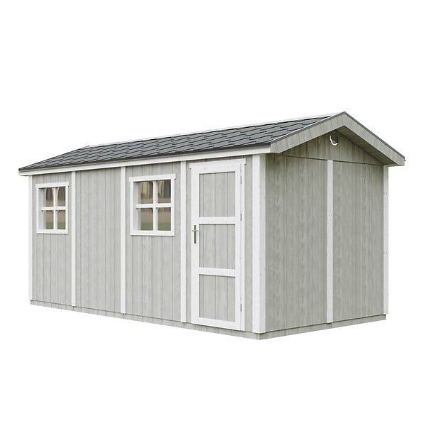 TIMBELA - Abri de Jardin Qualité Premium 11,47 m² - H252x250x530 cm - Construction de Panneaux LP Smartside - Timbela M915C-TUNDRA GREY - large