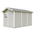 TIMBELA - Abri de Jardin Qualité Premium 8,68 m² - H252x250x412 cm - Construction de Panneaux LP Smartside - Timbela M914-TUNDRA GREY - vignette