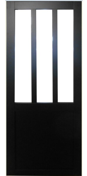 GD MENUISERIES - Porte Coulissante Atelier Noir Vitrée H204 x L73 cm, Rail Alu - large