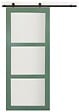 GD MENUISERIES - Porte Coulissante Vert Sauge RAL 6021 Vitrée H204 x L83 cm, railroulette - vignette
