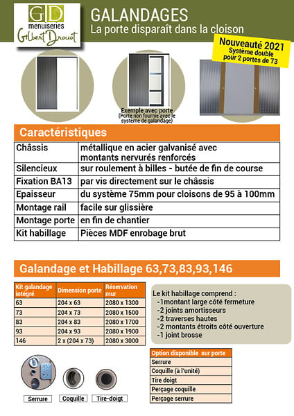 GD MENUISERIES - Porte Coulissante Atelier Noir H204 x L93 cm sans meneau, Galandage, kit de finition - large
