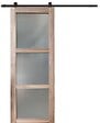 GD MENUISERIES - Porte Coulissante bois Frake Vitrée H204 x L83 cm, railroulette, coquilles - vignette