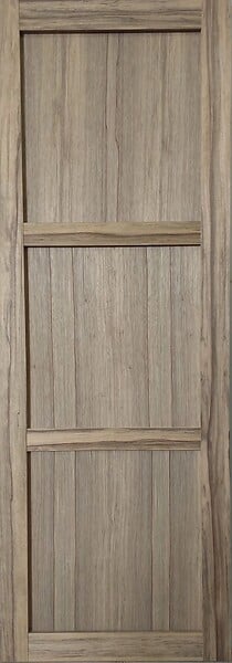 GD MENUISERIES - Porte Coulissante bois Frake 3 Panneaux H204 x L73 cm, rail bandeau blanc - large