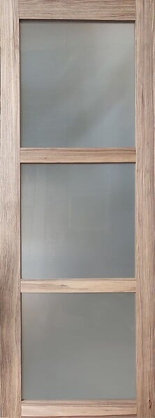 GD MENUISERIES - Porte Coulissante bois Frake Vitrée H204 x L83 cm, rail bandeau blanc - large
