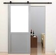 GD MENUISERIES - Porte Coulissante Atelier blanc H204 x L73 cm sans meneau, Rail Roulettes, Coquilles - vignette