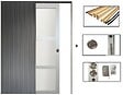 GD MENUISERIES - Porte Coulissante Greyria Gris Clair Vitrée H204 x L73 cm, Galandage, kit de finition - vignette