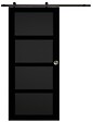 GD MENUISERIES - Porte Coulissante Telia noir 4 panneaux H204 x L73 cm, Rail roulettes, Coquilles - vignette