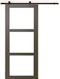 GD MENUISERIES - Porte Coulissante Gris Taupe RAL 7006 Vitrage transparent H204 x L73 cm, Rail roulette - vignette