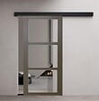 GD MENUISERIES - Porte Coulissante Gris Taupe RAL 7006 Vitrage transparent H204 x L83 cm, Rail Alu Bandeau noir, Coquilles - vignette