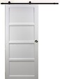 GD MENUISERIES - Porte Coulissante Tamera blanc 4 panneaux H204 x L73 cm, Rail roulettes, Coquilles - vignette