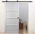 GD MENUISERIES - Porte Coulissante Tamera blanc 4 panneaux H204 x L73 cm, Rail roulettes, Coquilles - vignette