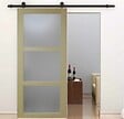 GD MENUISERIES - Porte Coulissante bois Ayous Vitrée H204 x L83 cm, Rail roulettes, Coquilles - vignette