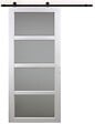 GD MENUISERIES - Porte Coulissante Tana blanc Vitrée H204 x L63 cm, Rail roulettes - vignette