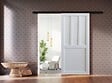GD MENUISERIES - Porte Coulissante Atelier 2 panneaux blanc H204 x L73 cm, Rail Alu bandeau noir, Coquilles - vignette