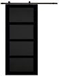 GD MENUISERIES - Porte Coulissante Telia noir 4 panneaux H204 x L83 + Rail à   roulettes noir - vignette