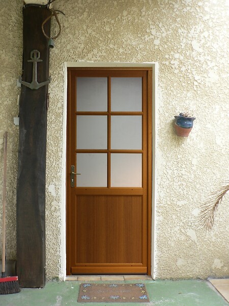 GD MENUISERIES - Porte De Service Bois Vitrée Naxos, H215 x L90 cm Côte Tableau p.Droit - large