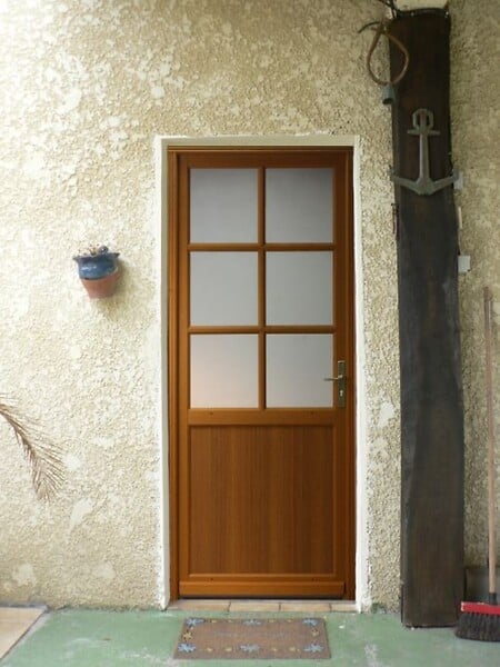 GD MENUISERIES - Porte De Service Bois Vitrée Naxos, H215 x L90 cm Côte Tableau p. Gauche - large
