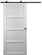 GD MENUISERIES - Porte Coulissante Tamera blanc 4 panneaux H204 x L83 cm, Rail roulettes, Coquilles - vignette