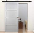 GD MENUISERIES - Porte Coulissante Tamera blanc 4 panneaux H204 x L83 cm, Rail roulettes, Coquilles - vignette