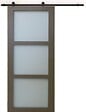 GD MENUISERIES - Porte Coulissante Gris Taupe RAL 7006 Vitrée H204 x L83 cm, Rail roulette - vignette