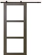 GD MENUISERIES - Porte Coulissante Gris Taupe RAL 7006 Vitrage transparent H204 x L83 cm, Rail roulette - vignette