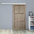 GD MENUISERIES - Porte Coulissante bois Frake 3 Panneaux H204 x L73 cm, rail alu bandeau blanc, coquilles - vignette